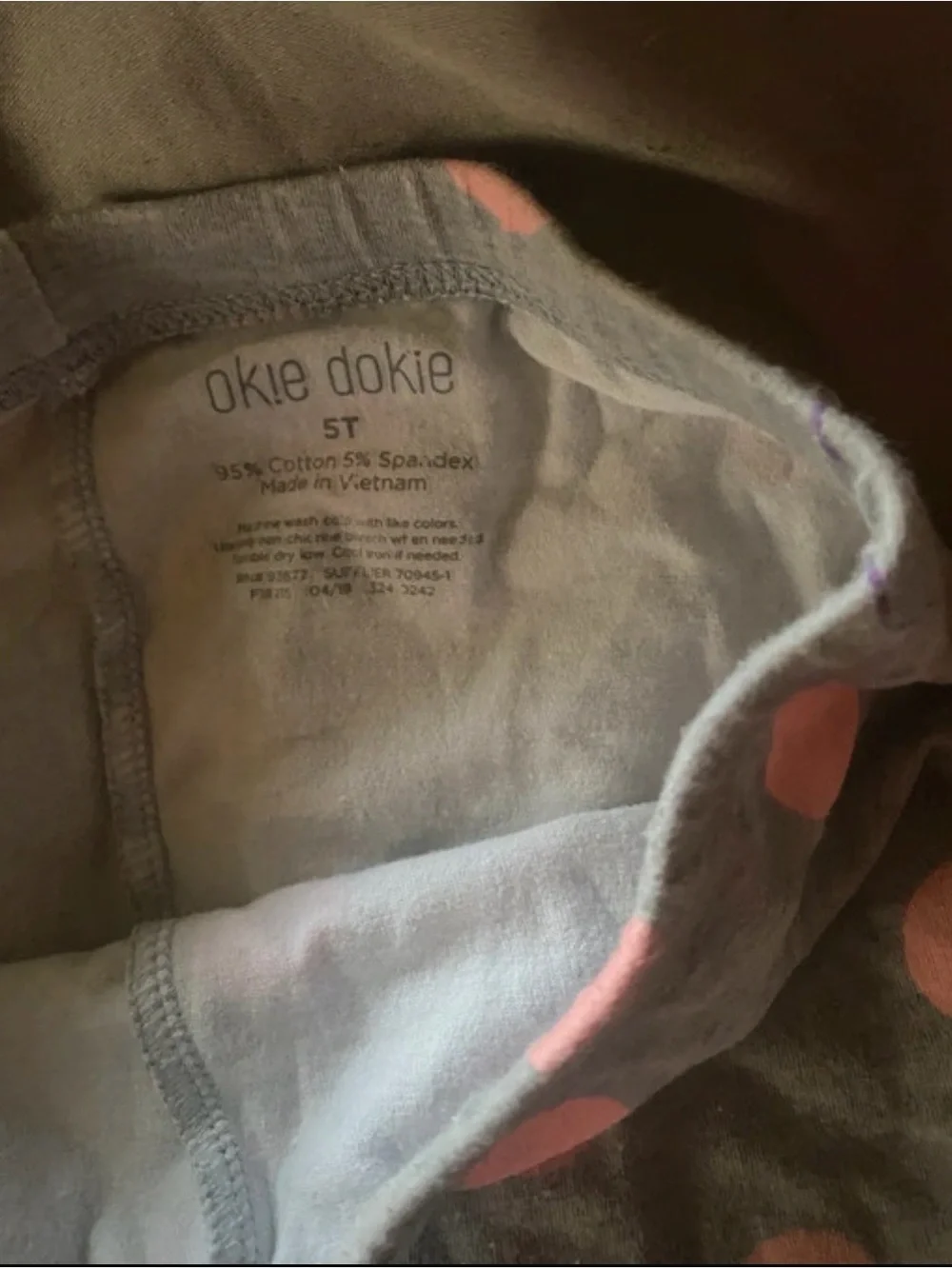 okie dokie Gray Leggings with Pink Polka Dots